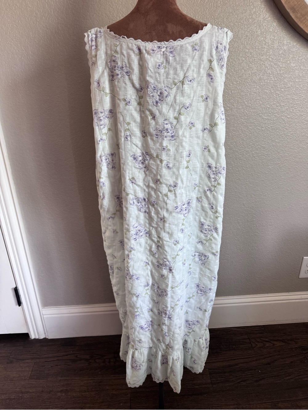 Vintage Barbizon Floral Maxi Nightgown Cotton Poly Blend Lace Trim Cottagecore - Picture 5 of 14